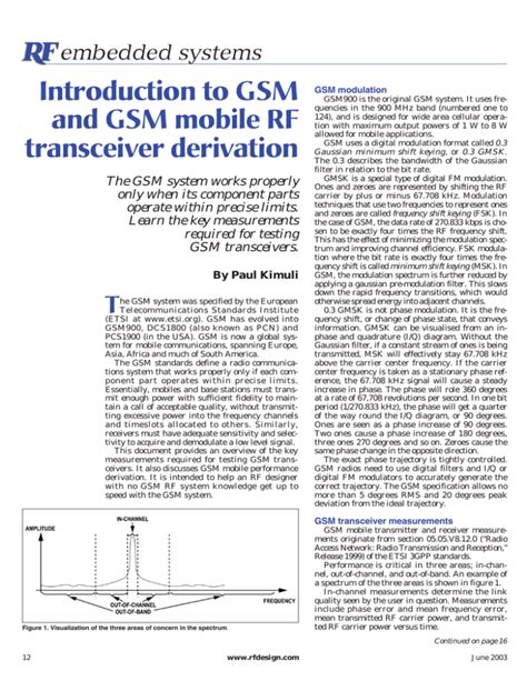 Introduction to GSM and GSM Mobile RF Transceiver Derivation.